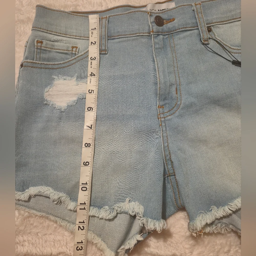 Fashion Nova Light Blue‎ Distressed Denim Cutoff Shorts